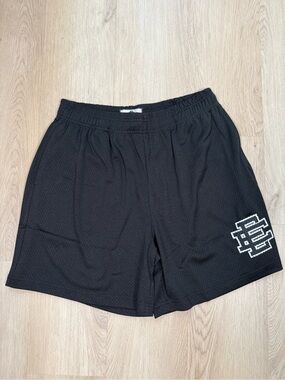 Eric Emanuel Black Athletic Mesh Shorts with White large